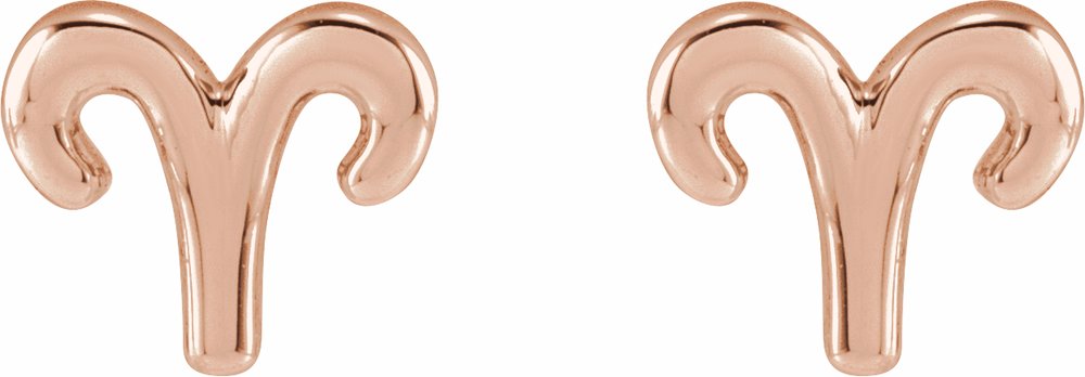 14K Rose Aries Zodiac Earrings