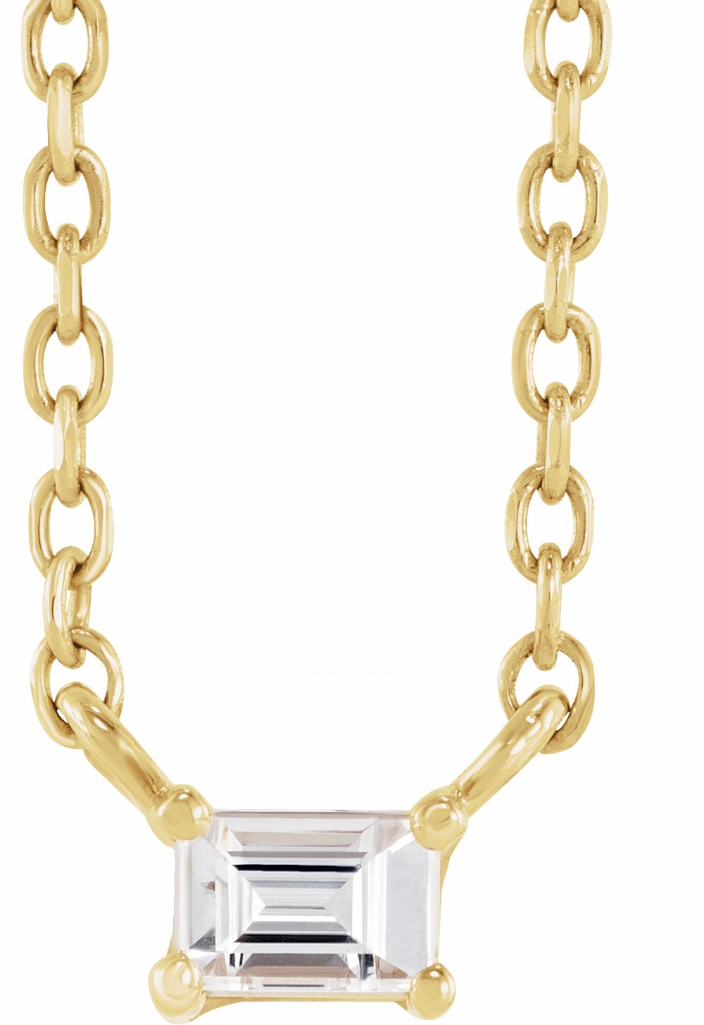 14K Yellow Gold .07 CT Natural Diamond Solitaire 18" Necklace