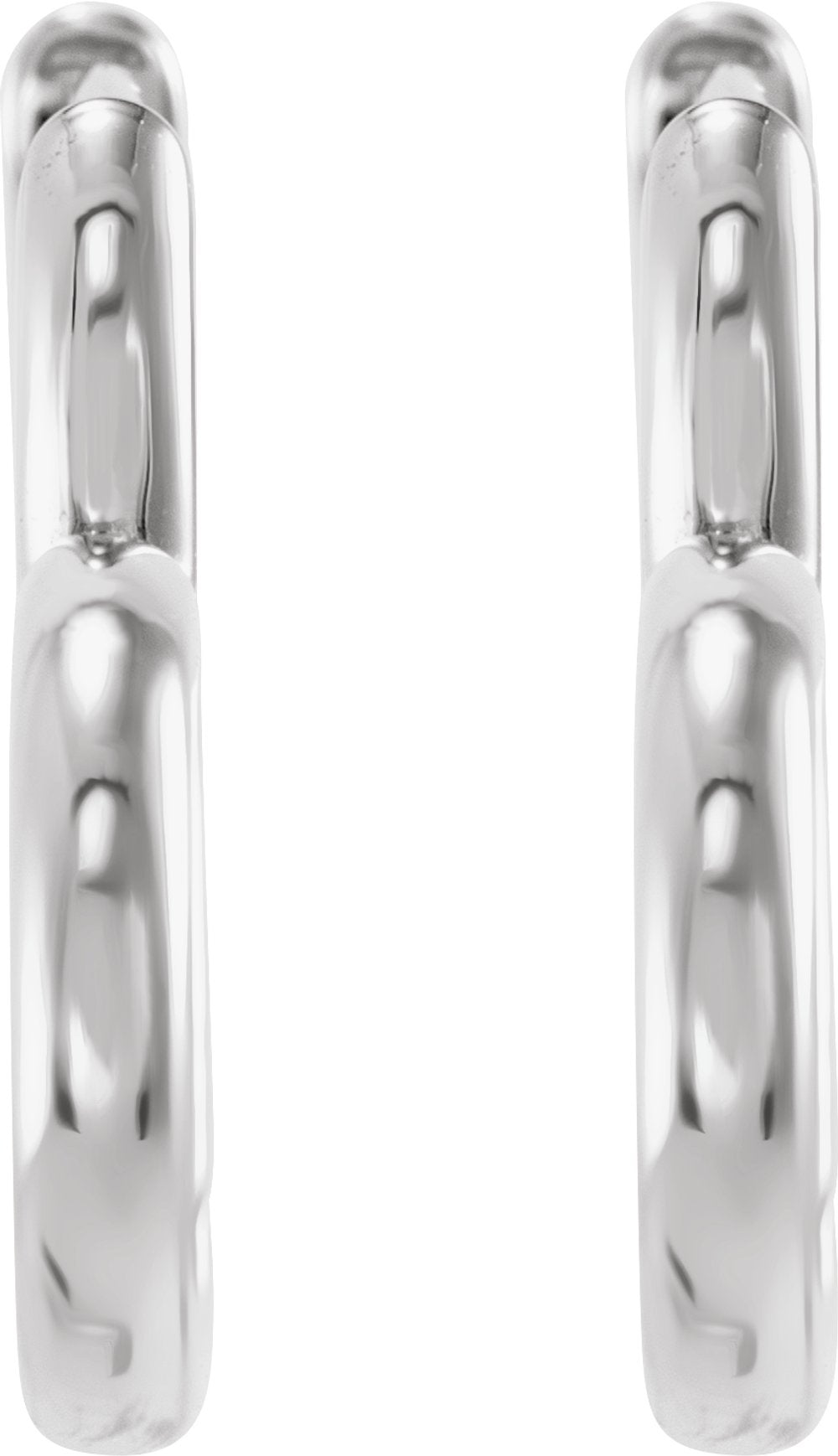 14K White Hinged 15 mm Heart Huggie Hoop Earrings