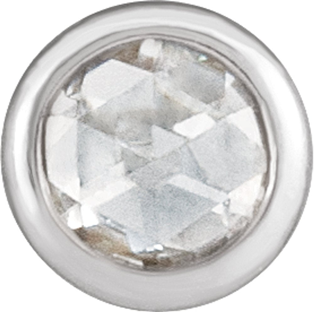 14K White Gold .06 CT Rose-Cut Natural Diamond Bezel-Set Pendant