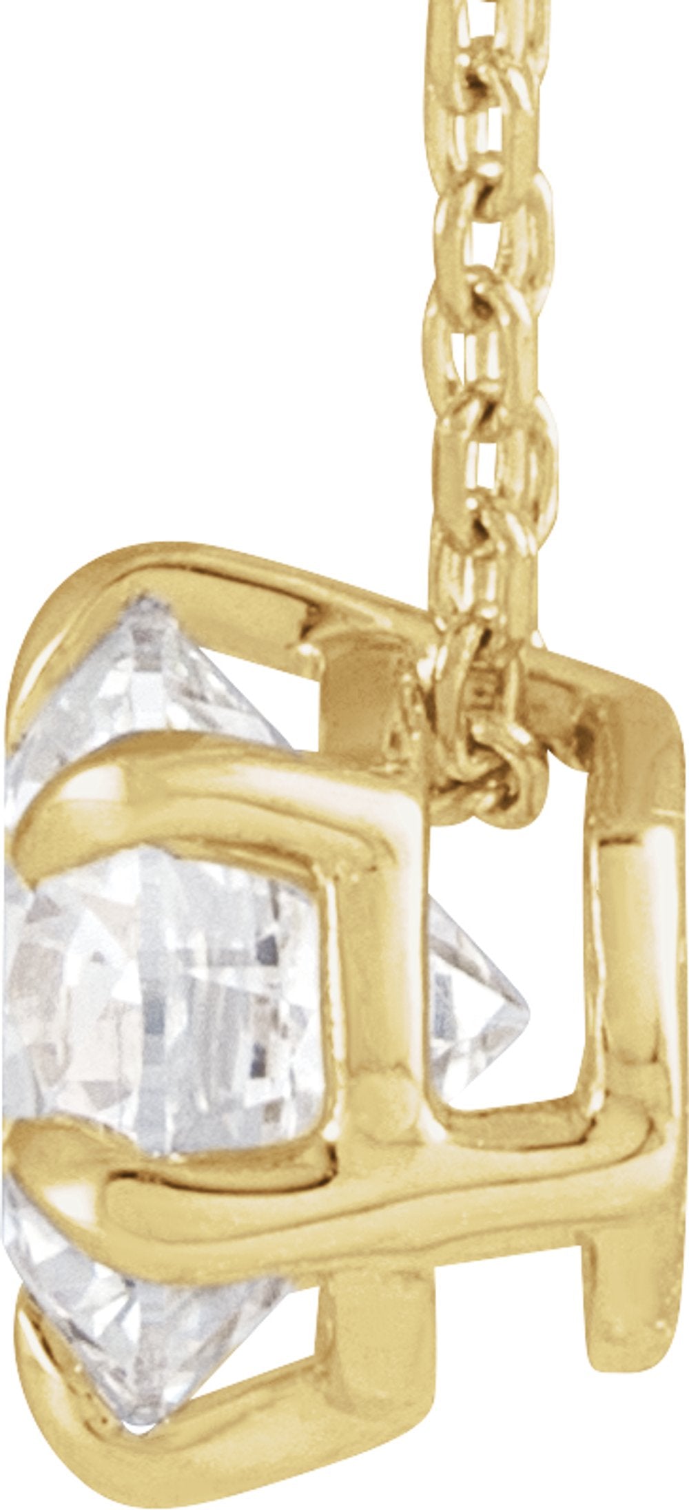 14K Yellow Gold 1 CT Lab-Grown Diamond Solitaire 16-18" Necklace