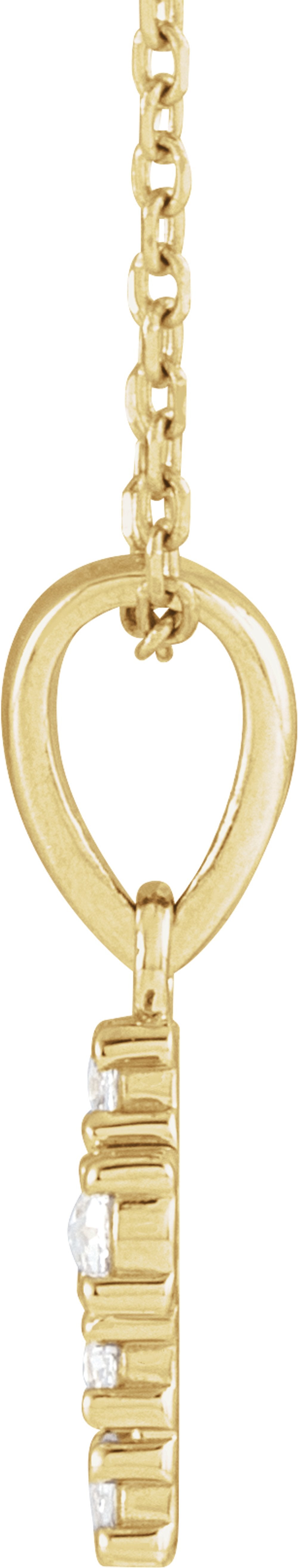14K Yellow 1/6 CTW Rose-Cut Natural Diamond Cross 16-18" Necklace