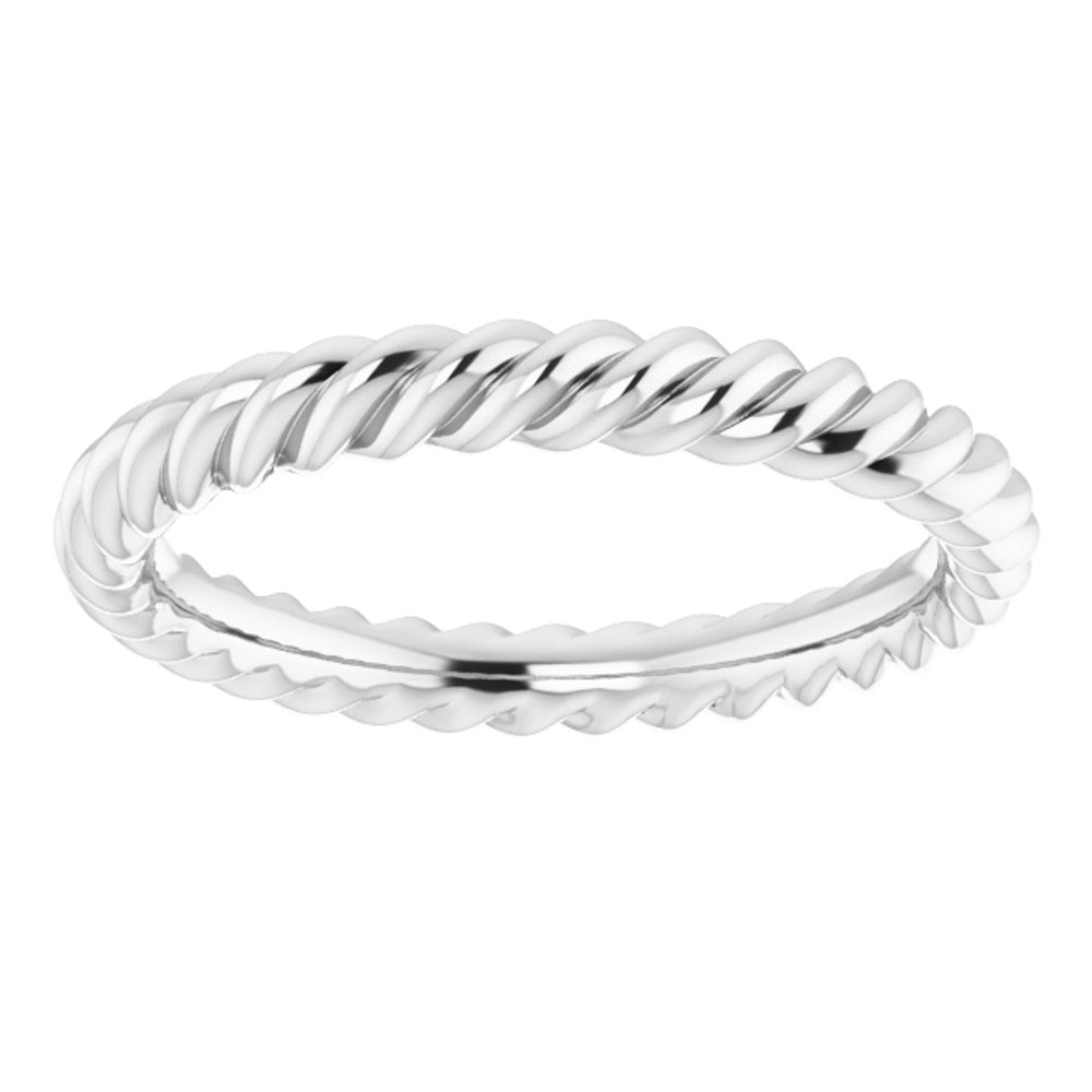 14K White Gold 2.5 mm Skinny Rope Band Size 4