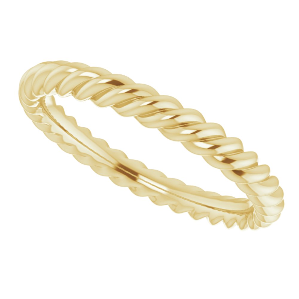 14K Yellow Gold 2.5 mm Skinny Rope Band Size 5