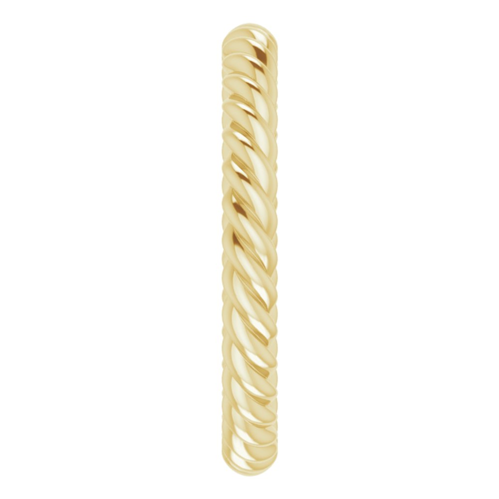 14K Yellow Gold 2.5 mm Skinny Rope Band Size 5