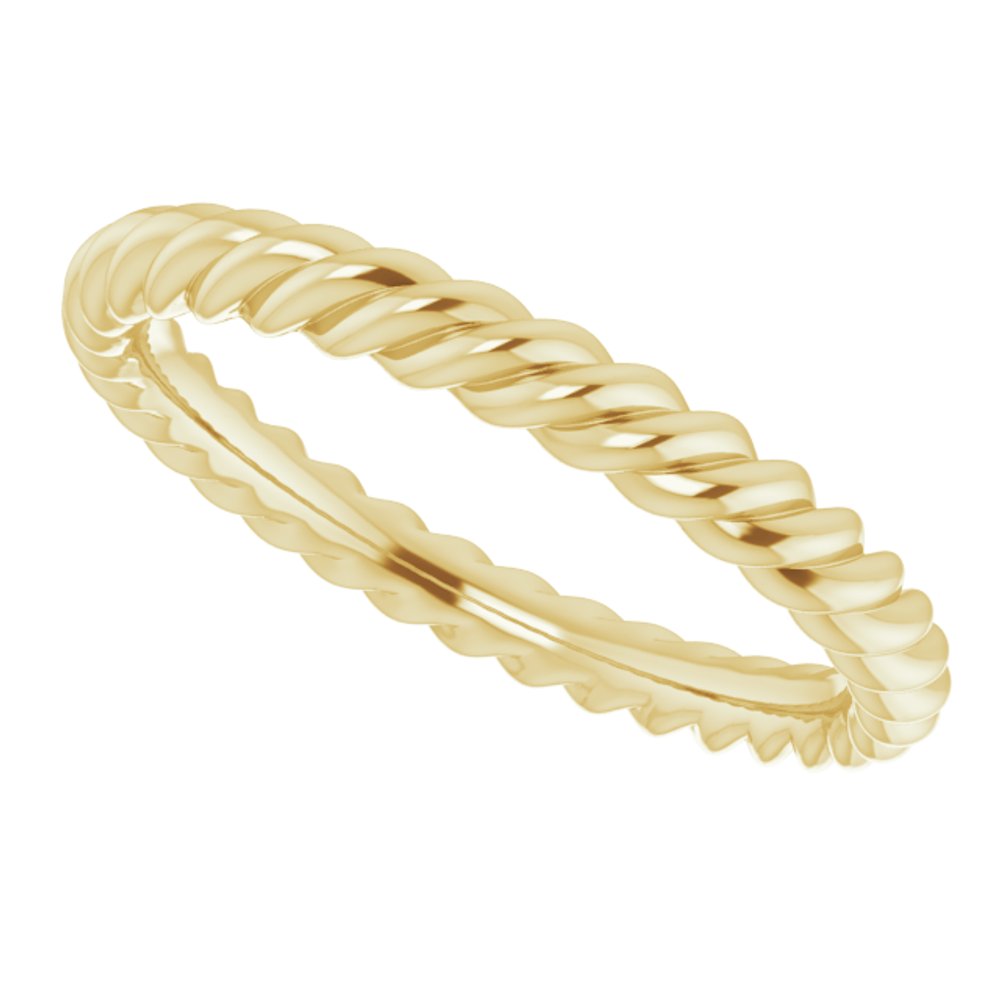10K Yellow Gold 2.5 mm Skinny Rope Band Size 5.5