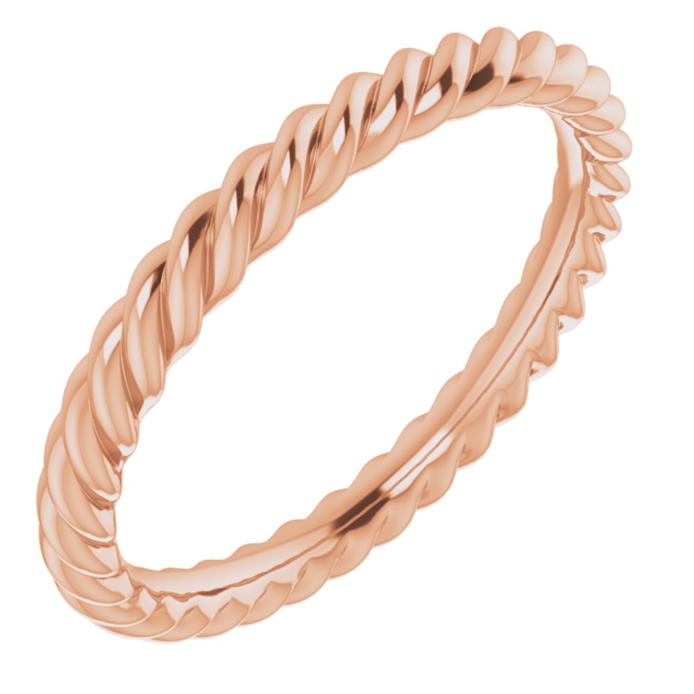 14K Rose Gold 2.5 mm Skinny Rope Band Size 6.5