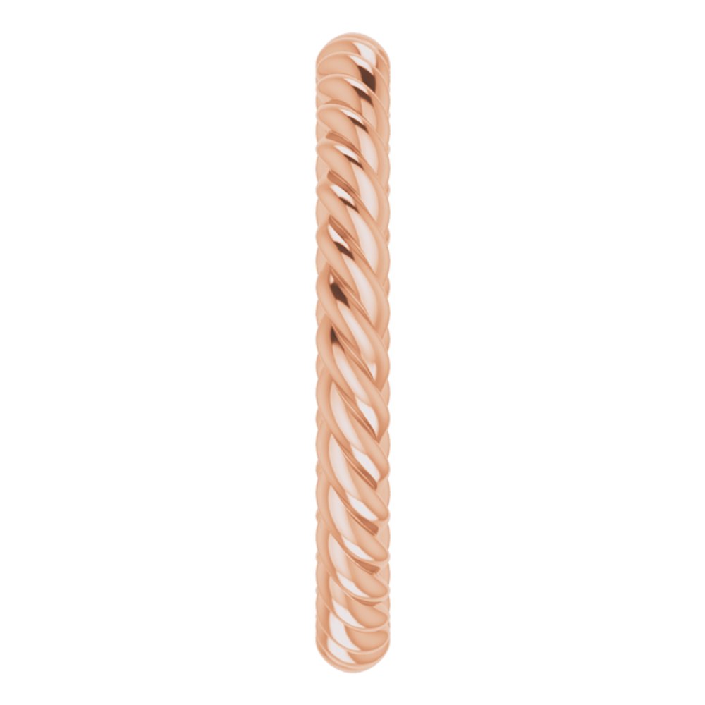 14K Rose Gold 2.5 mm Skinny Rope Band Size 6.5