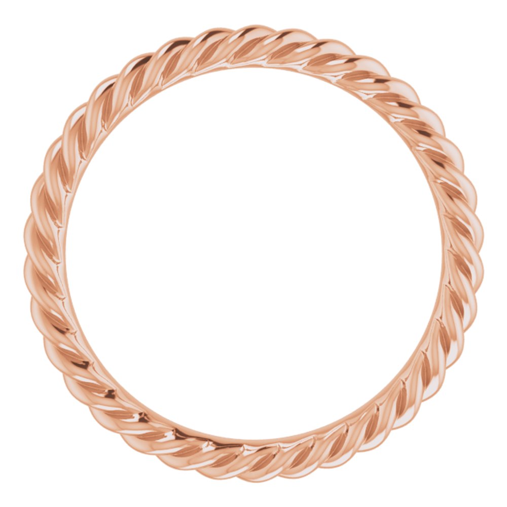 14K Rose Gold 2.5 mm Skinny Rope Band Size 6.5