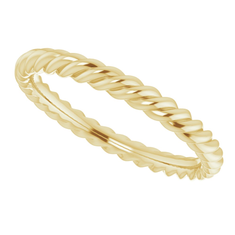 10K Yellow Gold 2.5 mm Skinny Rope Band Size 7