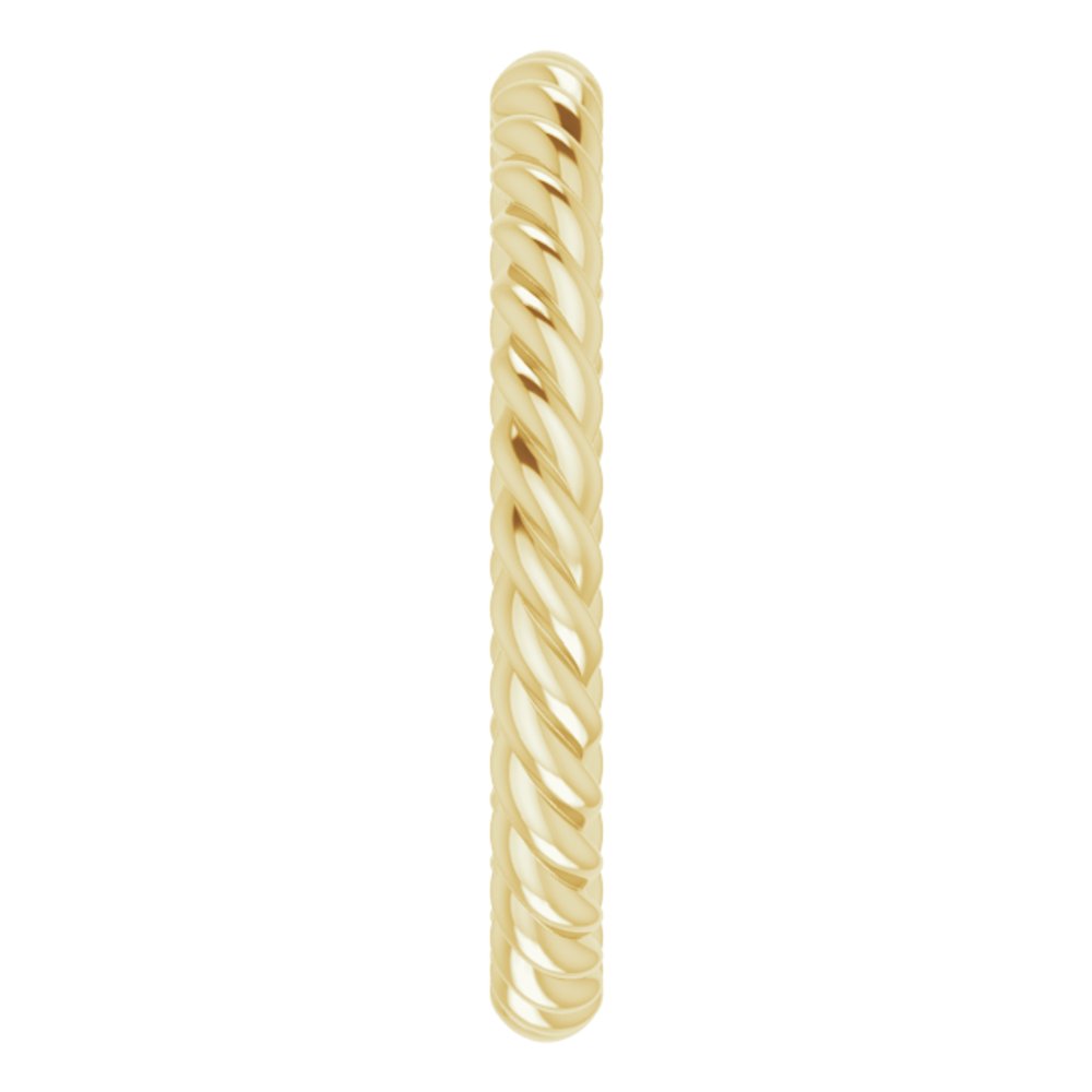 10K Yellow Gold 2.5 mm Skinny Rope Band Size 7
