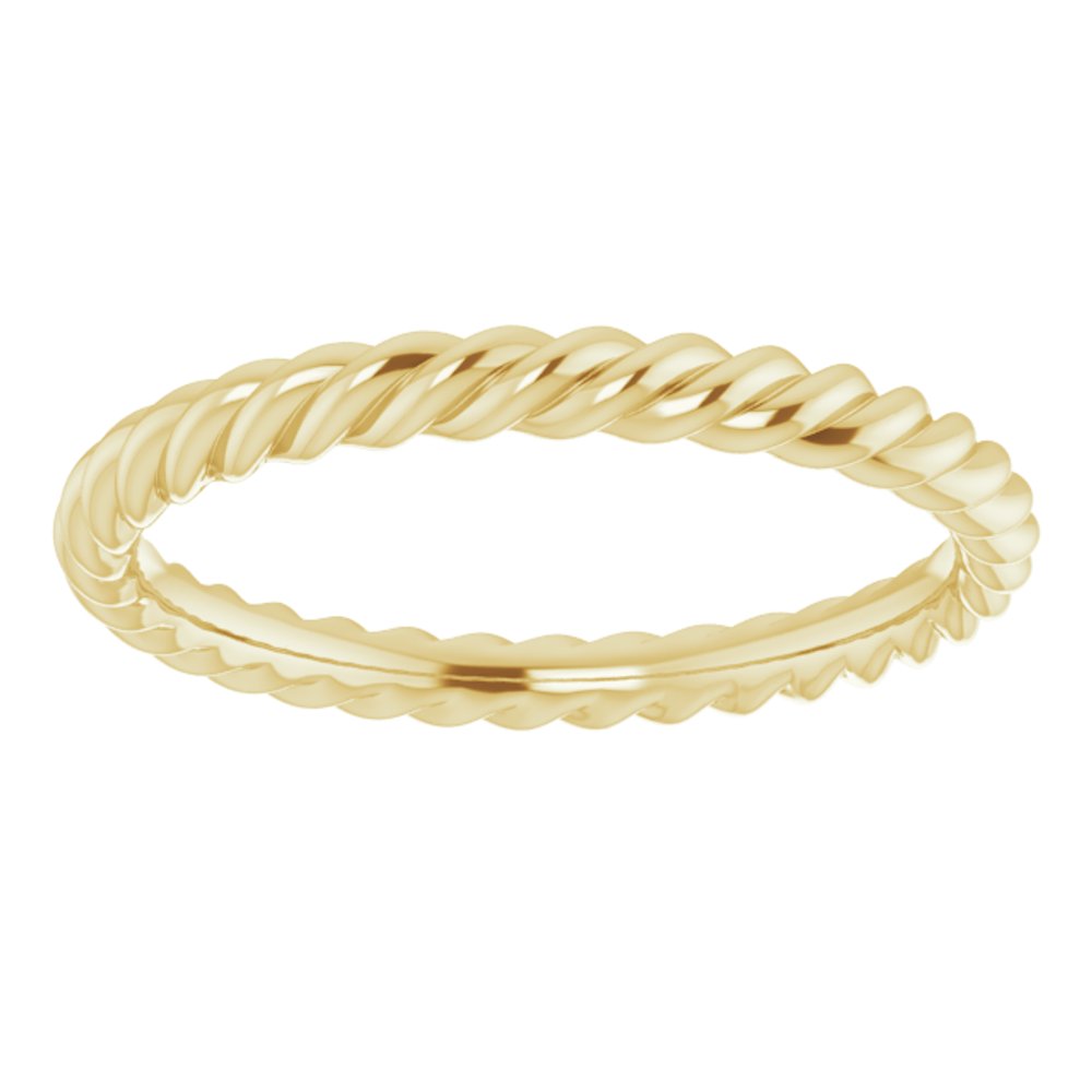 18K Yellow Gold 2.5 mm Skinny Rope Band Size 8