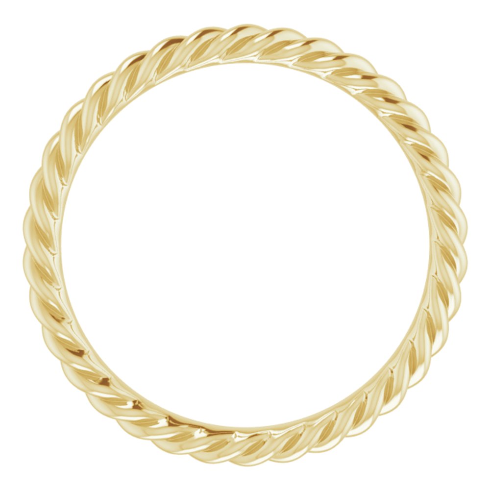 18K Yellow Gold 2.5 mm Skinny Rope Band Size 8