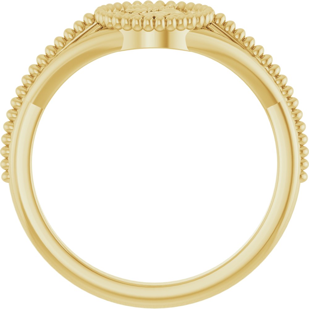 14K Yellow 8.7 mm Beaded Cameo Medallion Ring