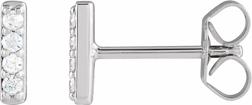 14K White Gold 1/8 CTW Natural Diamond Bar Earrings