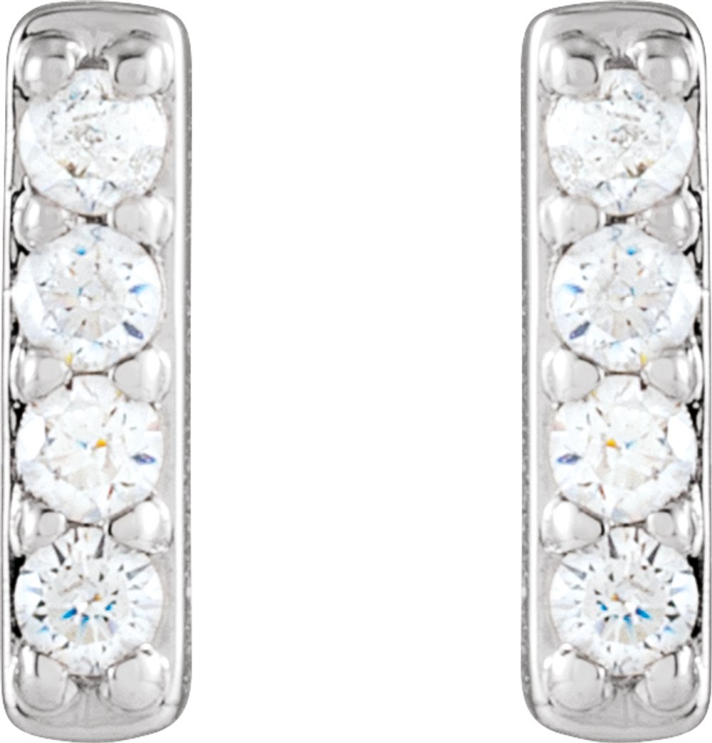 14K White Gold 1/8 CTW Natural Diamond Bar Earrings