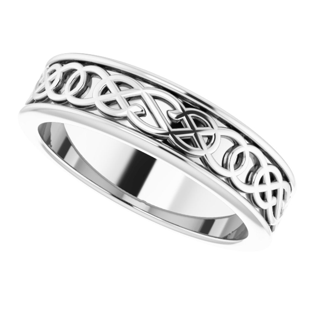 10K White 5 mm Celtic-Inspired Flat Band Size 5.5