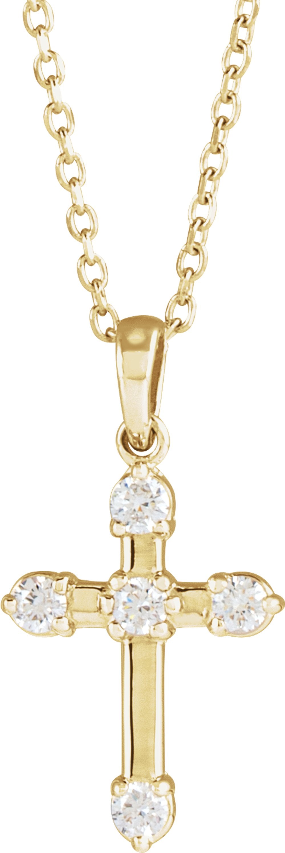 14K Yellow Gold 1/6 CTW Natural Diamond Cross 16-18" Necklace