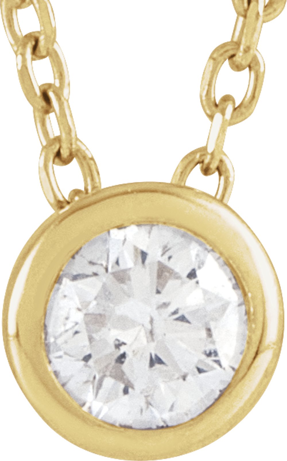 14K Yellow Gold 1/6 CT Lab-Grown Diamond Bezel-Set 16-18" Necklace