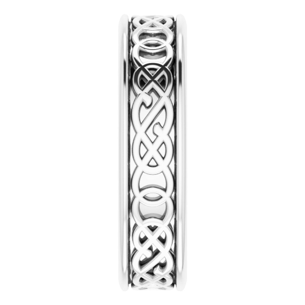 10K White 5 mm Celtic-Inspired Flat Band Size 5.5