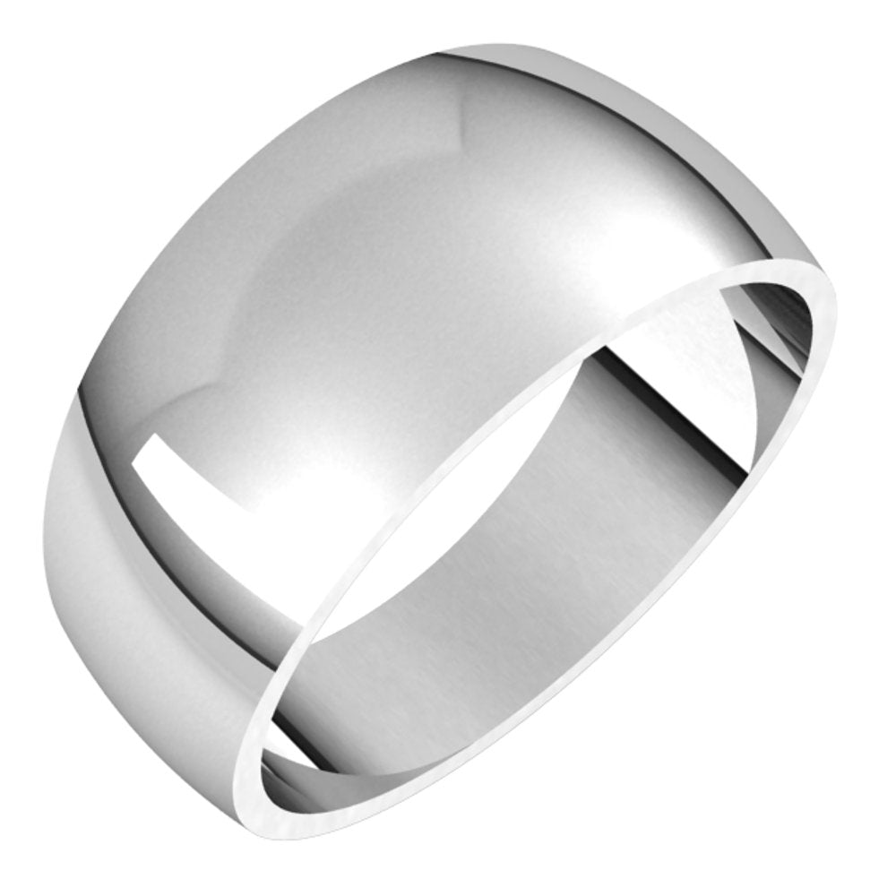 14K White Gold 9 mm Tapered Half Round Band Size 10