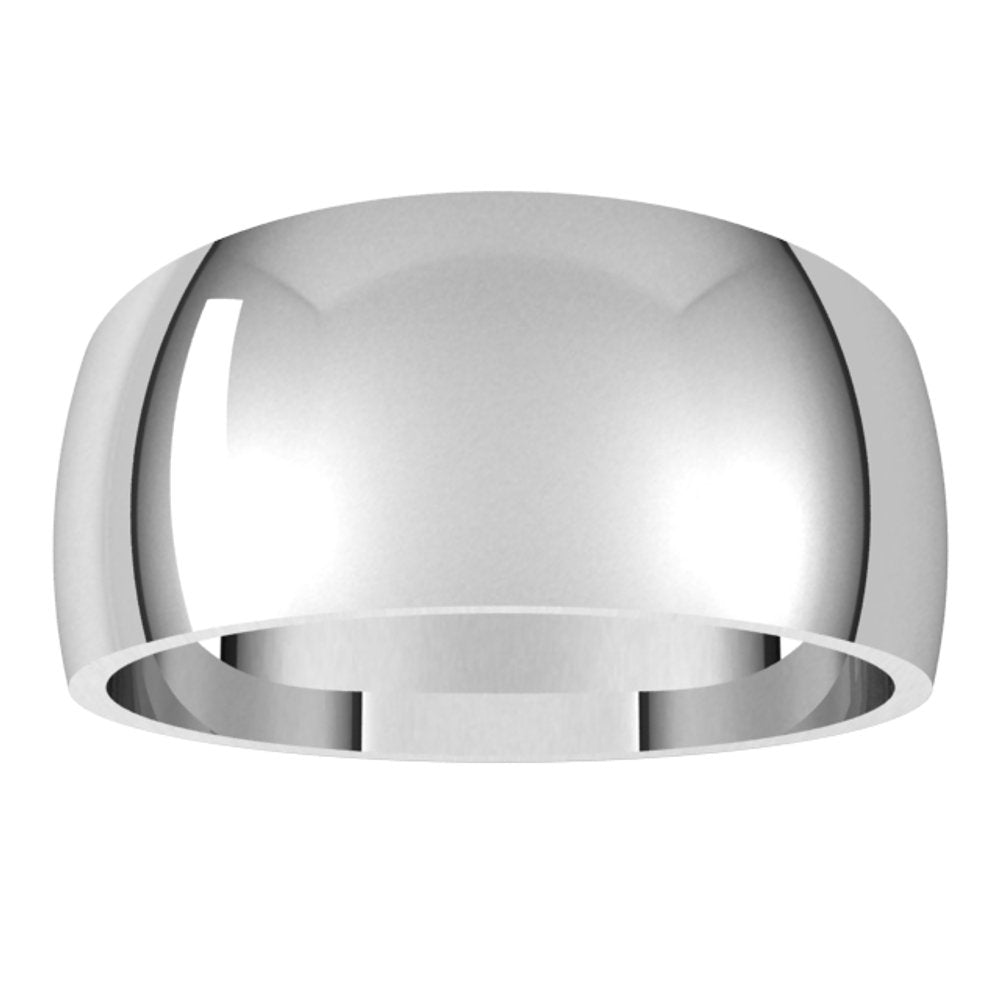 14K White Gold 9 mm Tapered Half Round Band Size 10