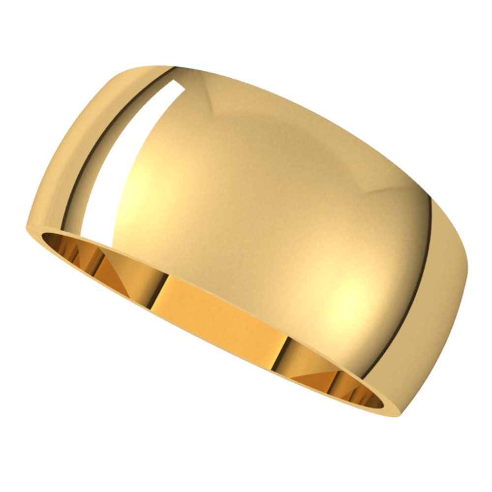 10K Yellow Gold 9 mm Tapered Half Round Band Size 7