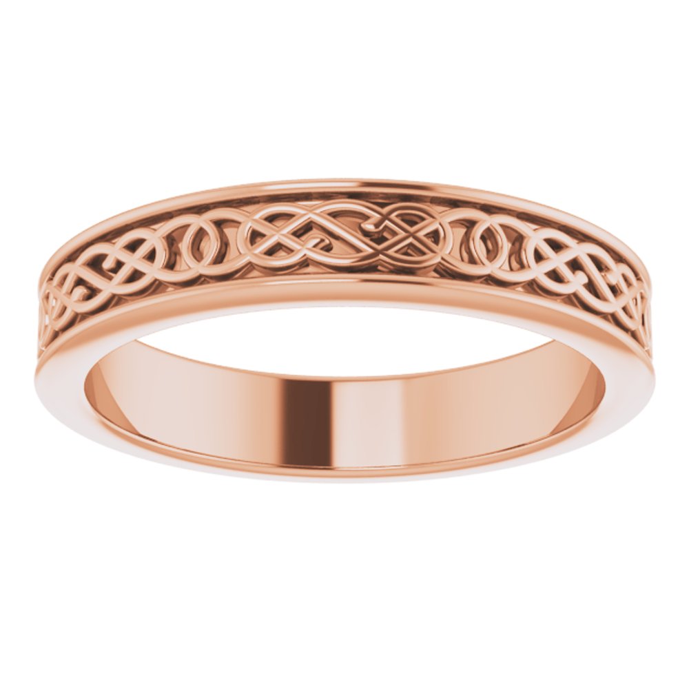 14K Rose 4 mm Celtic-Inspired Flat Band Size 7