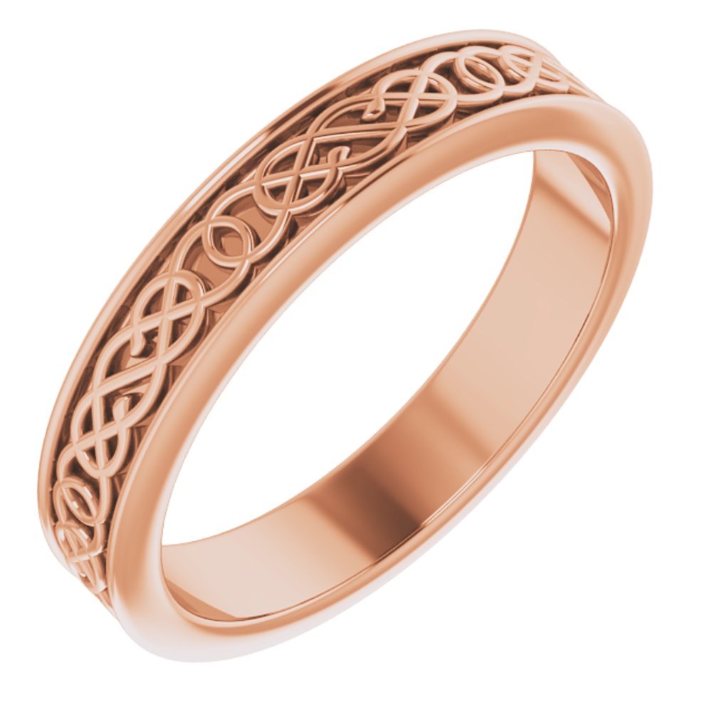 14K Rose 4 mm Celtic-Inspired Flat Band Size 7