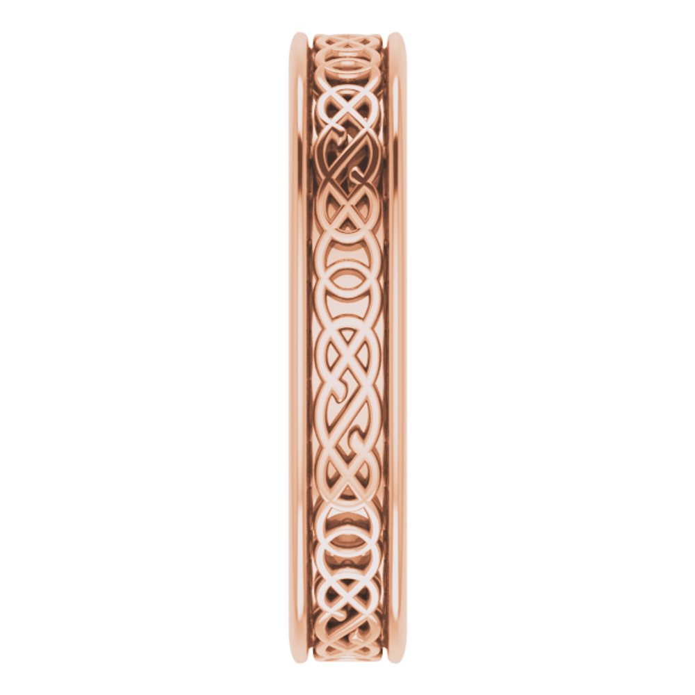 14K Rose 4 mm Celtic-Inspired Flat Band Size 7