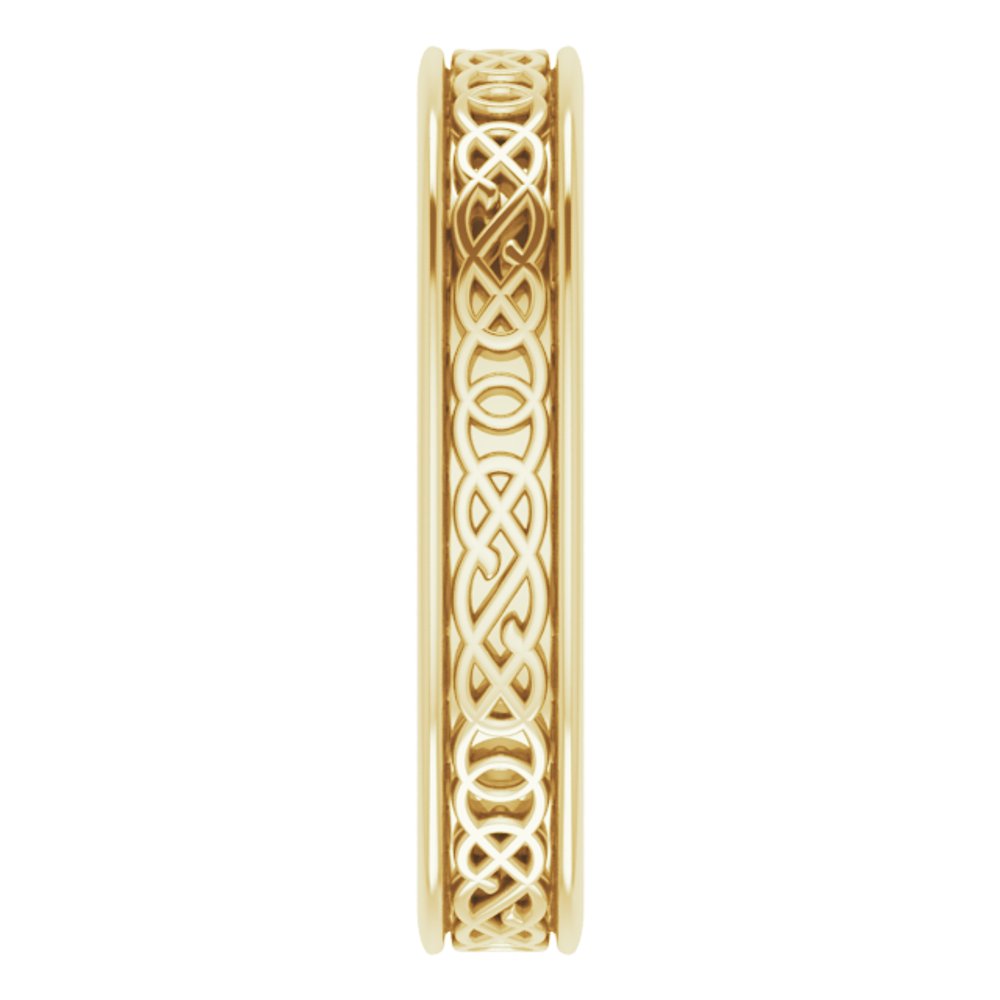 10K Yellow 4 mm Celtic-Inspired Flat Band Size 7.5