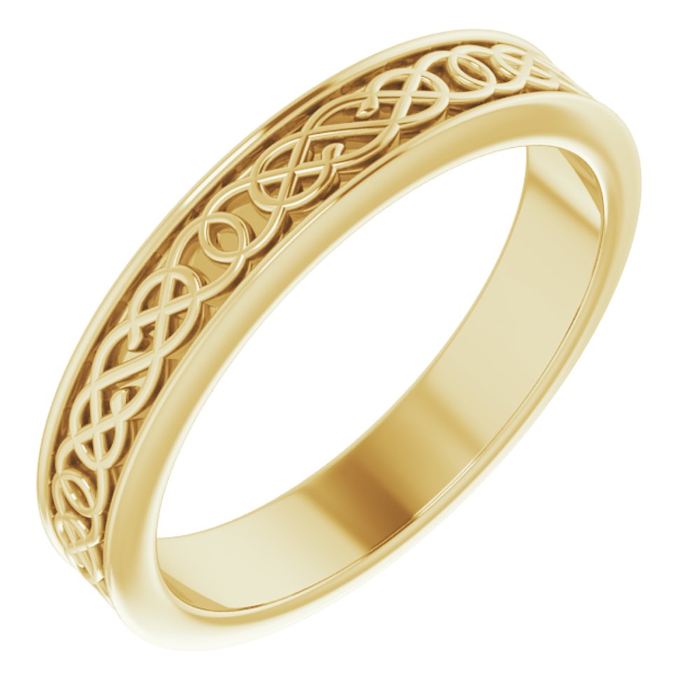 10K Yellow 4 mm Celtic-Inspired Flat Band Size 7.5