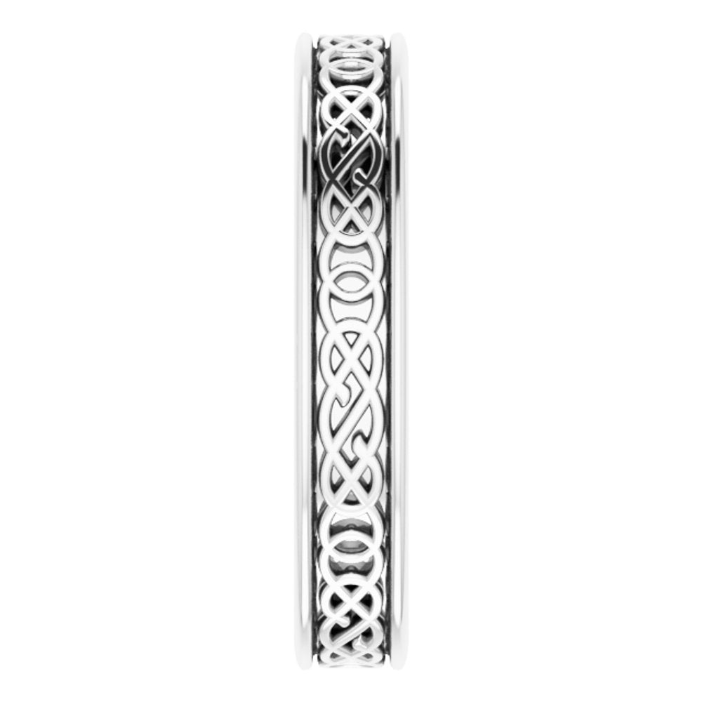 14K White Gold 4 mm Celtic-Inspired Flat Band Size 8