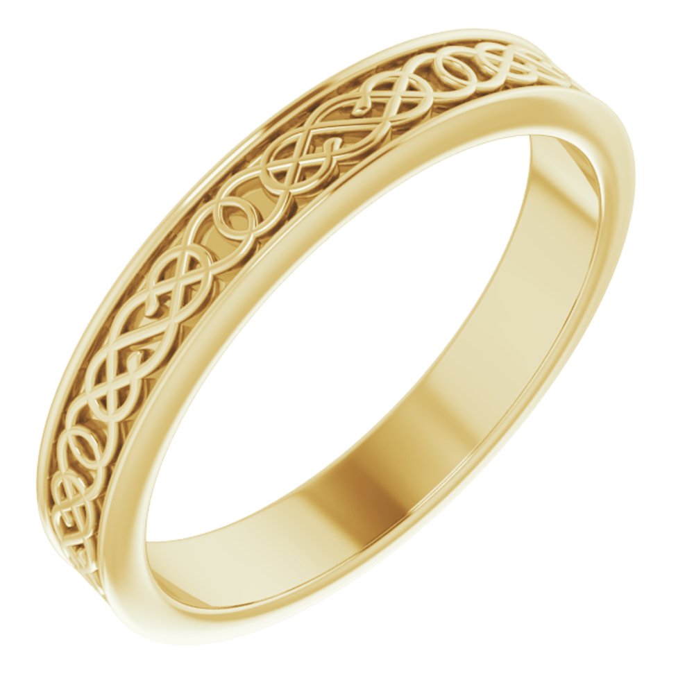 14K Yellow Gold 4 mm Celtic-Inspired Flat Band Size 10