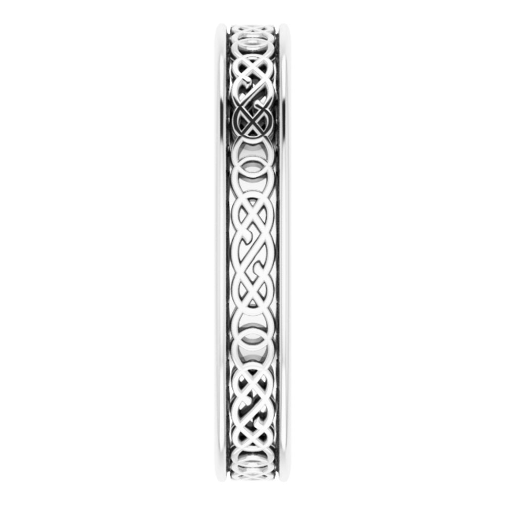 14K White 4 mm Celtic-Inspired Flat Band Size 10