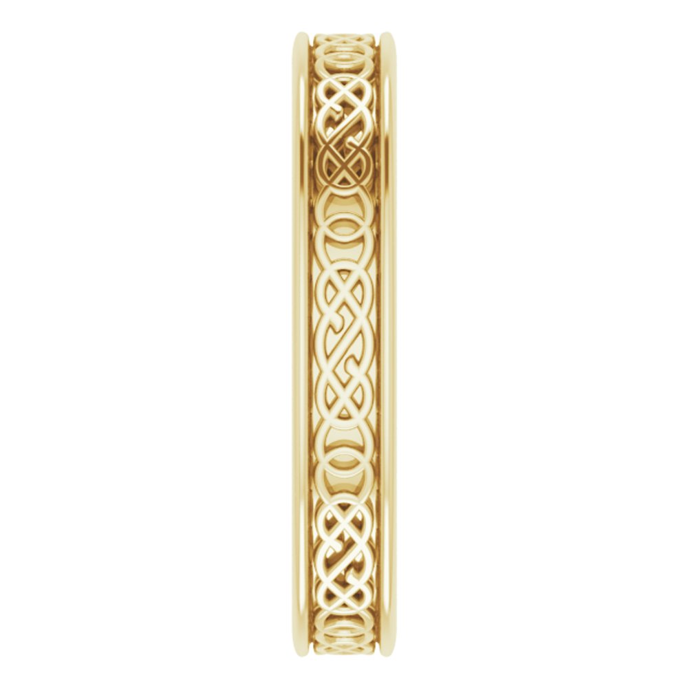 14K Yellow Gold 4 mm Celtic-Inspired Flat Band Size 10