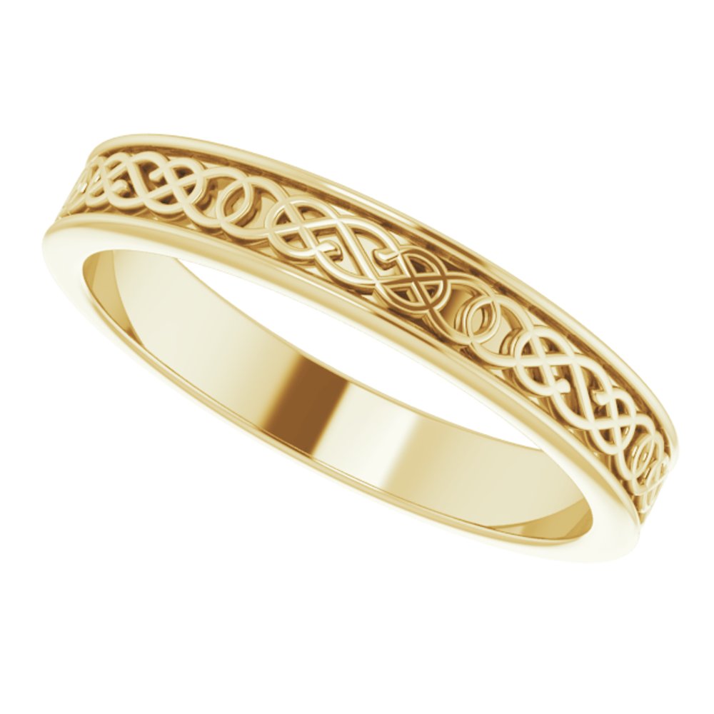 14K Yellow Gold 4 mm Celtic-Inspired Flat Band Size 10