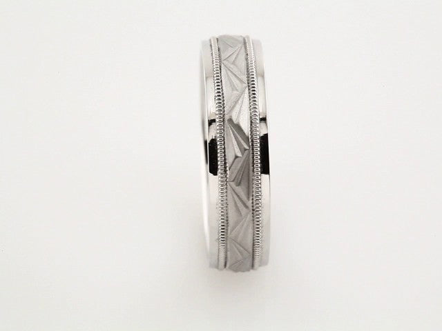 14K White Gold 6 mm Design Band with Milgrain Size 9.5