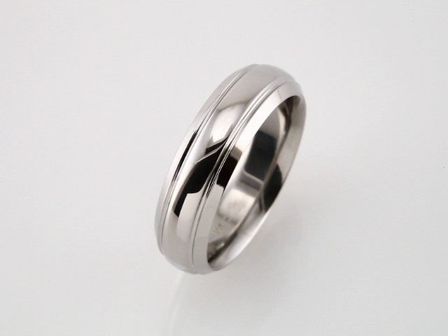 14K White Gold 6 mm Grooved Band Size 5