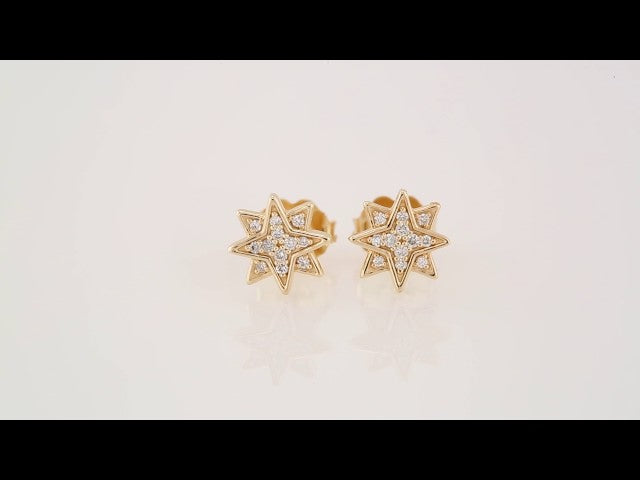 14K Yellow Gold .08 CTW Natural Diamond Star Earrings