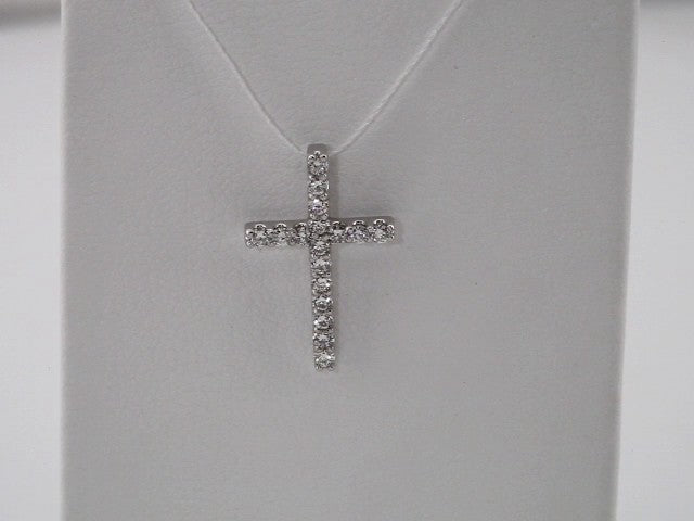 14K White Gold 1/6 CTW Natural Diamond Petite Cross Pendant