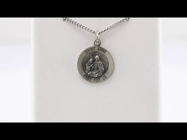 Sterling Silver 15 mm St. Anne Medal 18" Necklace