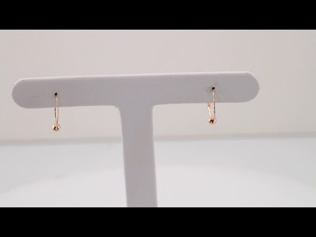 14K Rose Youth Hoop Earrings with Bead