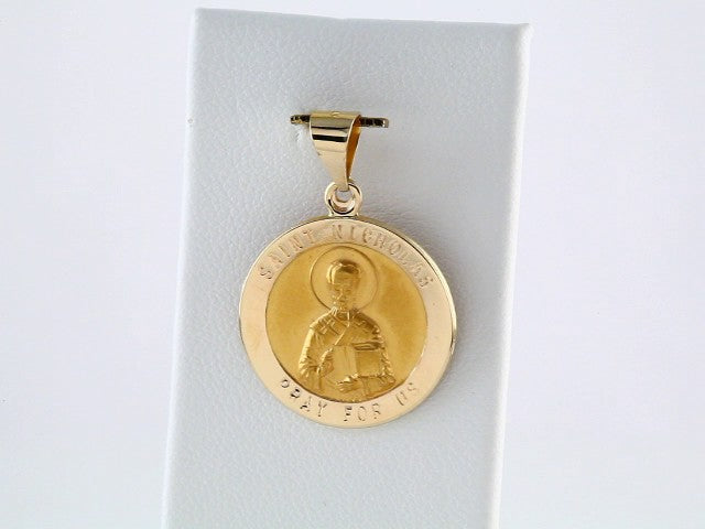 14K Yellow 18 mm Round Hollow St. Nicholas Medal