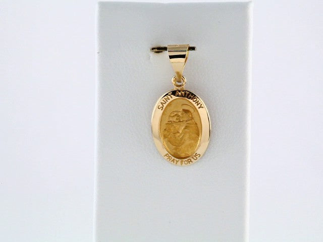 14K Yellow 15x11 mm Oval Hollow St. Anthony Medal