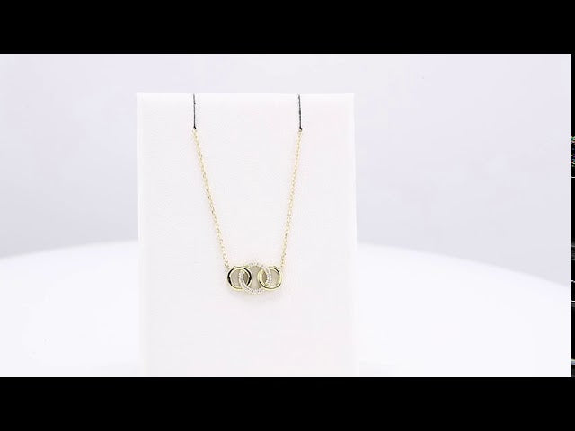 14K Yellow Gold .05 CTW Natural Diamond Interlocking Circle 18" Necklace