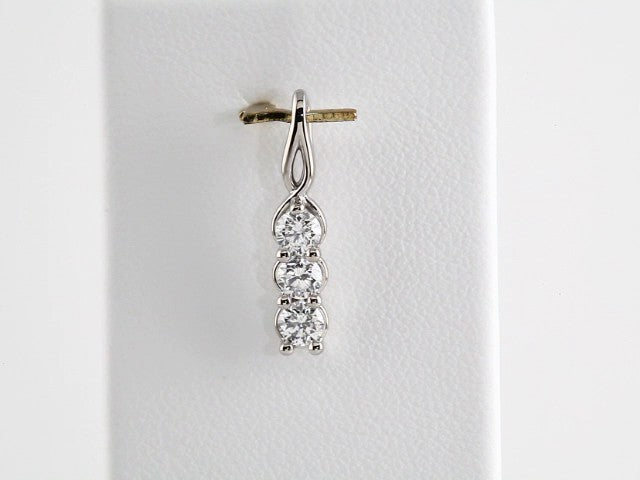 14K White Gold 1/2 CTW Natural Diamond Three-Stone Pendant