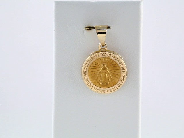 14K Yellow 15 mm Hollow Round Miraculous Medal