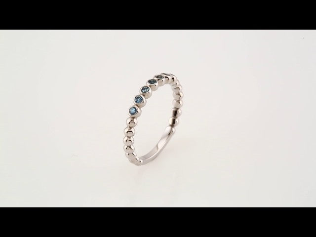 14K White Gold Natural Aquamarine Stackable Ring