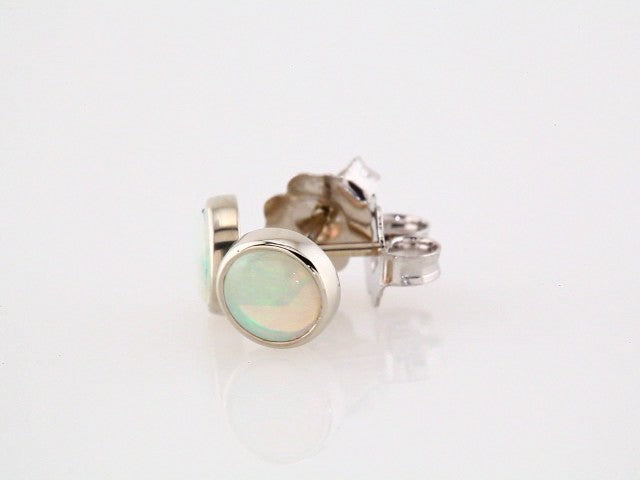 14K White Gold Natural White Opal Earrings